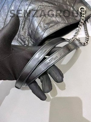 Saint Laurent Niki Shopping Bag Chain Shoulder Bag Black Silver Women Classic