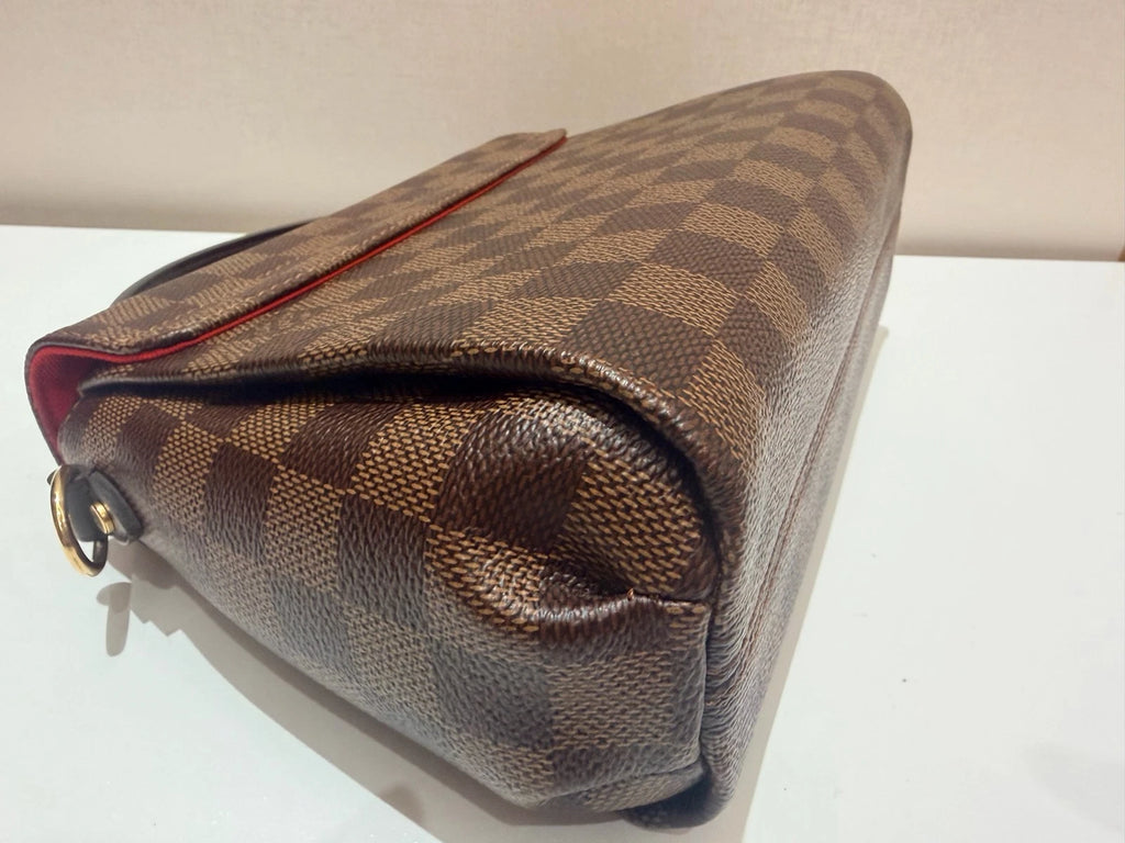 Louis Vuitton Tassel Damier Ebene Top Handle Crossbody Brown Gold Classic Women
