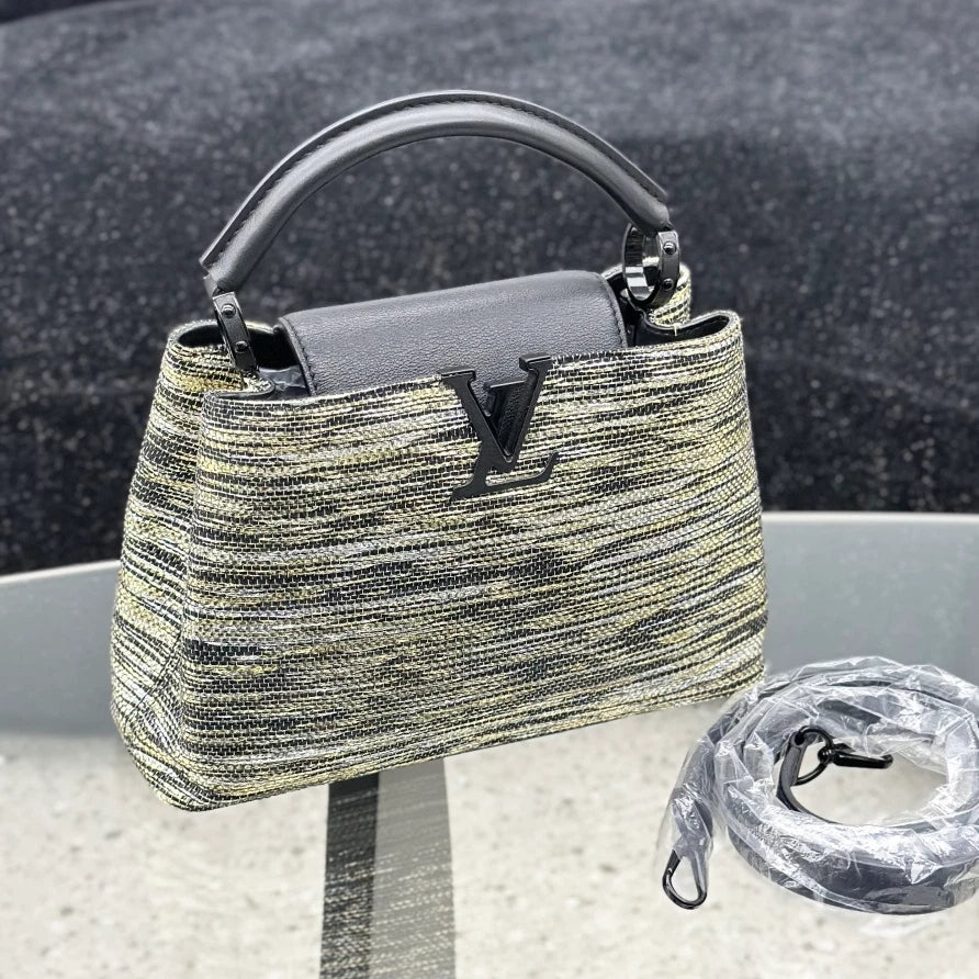 Louis Vuitton Capuciness PM Calfskin So Black Top Handle Bag Crossbody S