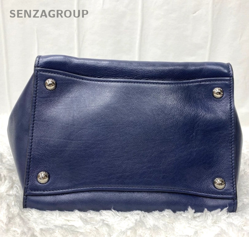 Prada Bat 2Way Shoulder Bag Crossbody Blue Silver Used Women Classic