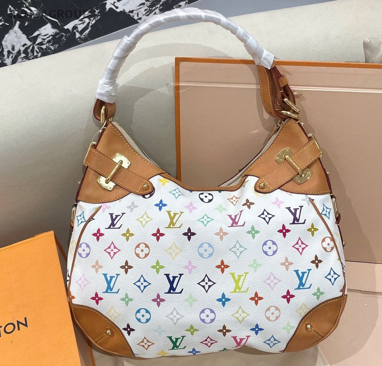 Louis Vuitton Monogram White Multicolor Shoulder Bag Used Women Classic