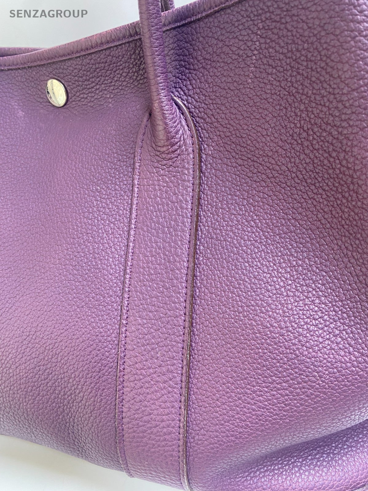 Hermes Garden Party36 Top Handle Bag Purple Silver Used Women Classic Fashion
