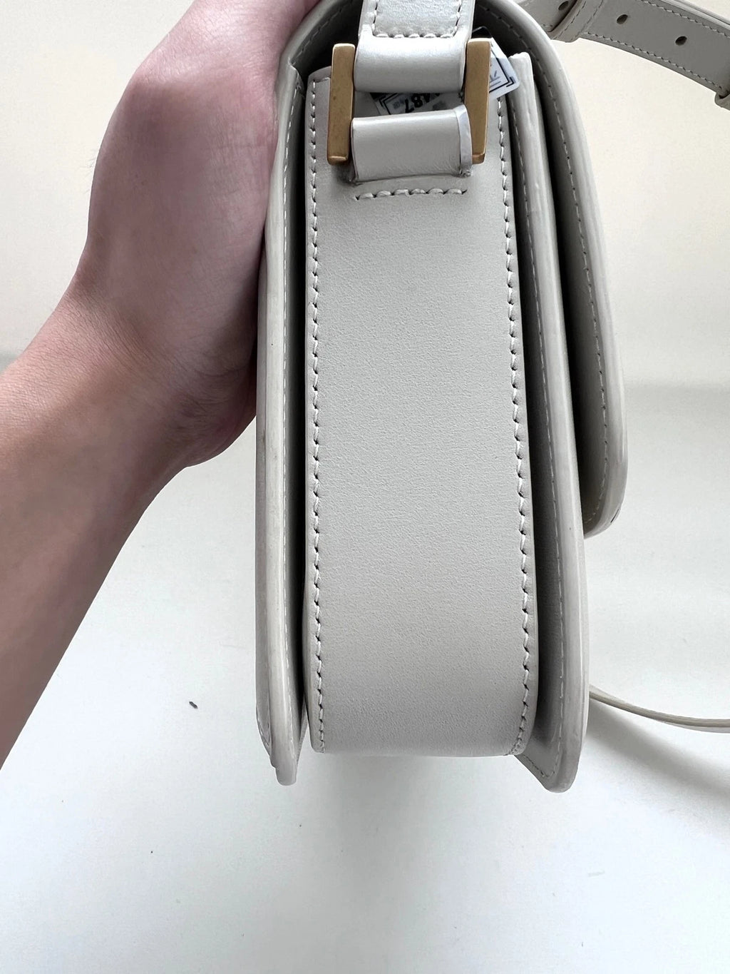 Saint Laurent White Gold Medium Leather Shoulder Bag For Women