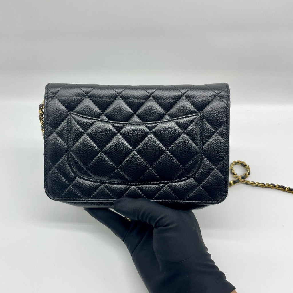 CHANEL Black Leather WOC Crossbody Bag For Women