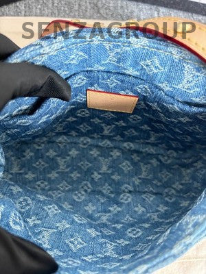 Louis Vuitton Denim Blue Shoulder Bag Gold Hardware Classic Fashion Women