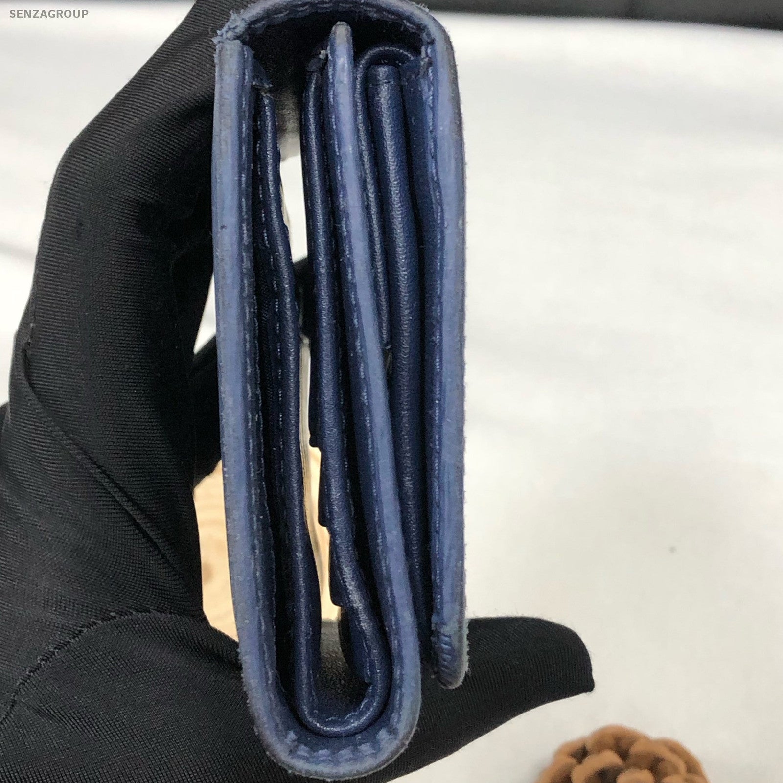 Prada Blue Gold Classic Fashion Women's Wallet Card Holder