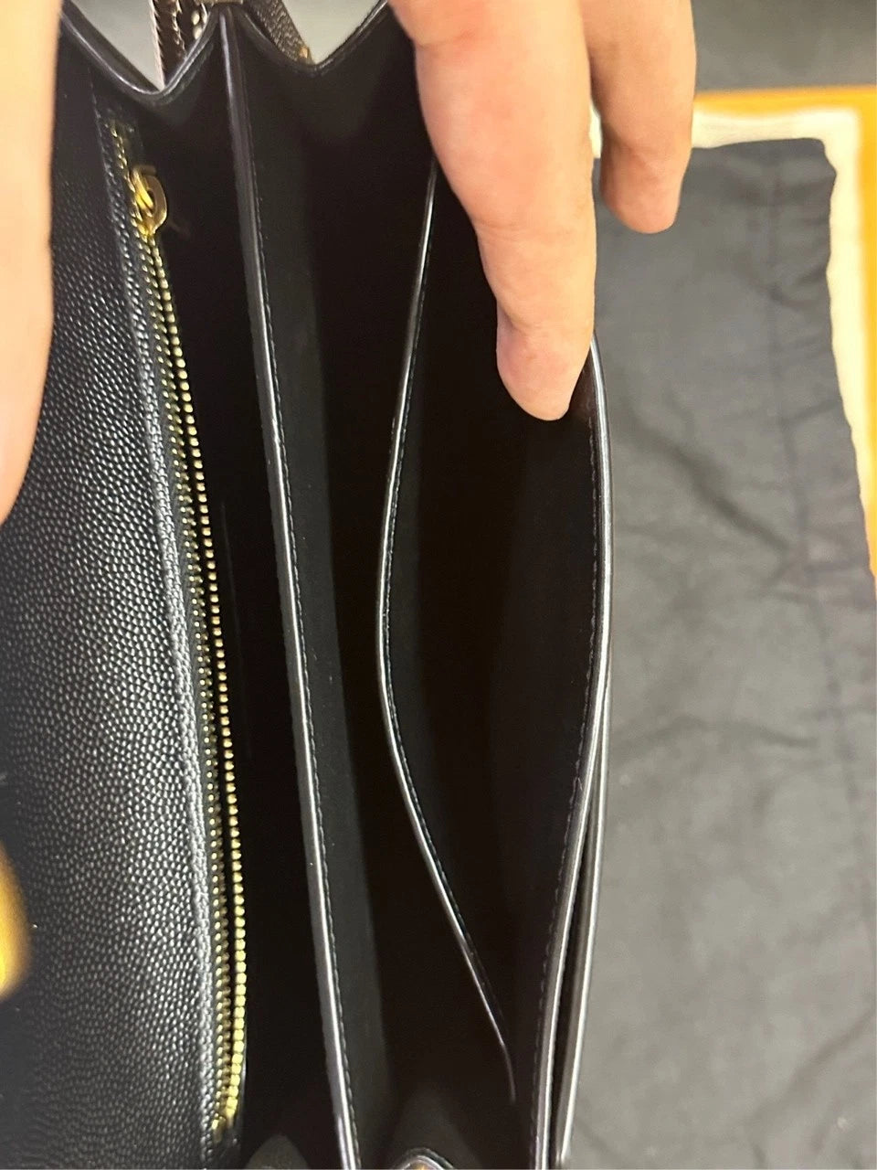 Saint Laurent Black Gold Leather Medium Envelope Chain Bag For Women