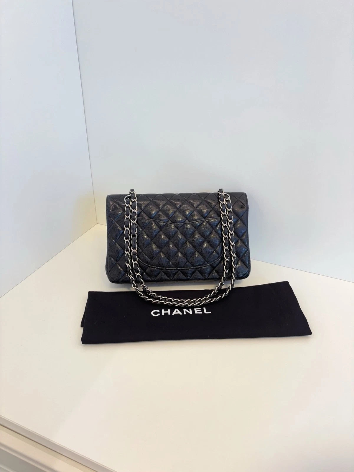Chanel Classic Flap Medium Shoulder Bag Women's Handbag Black Caviar