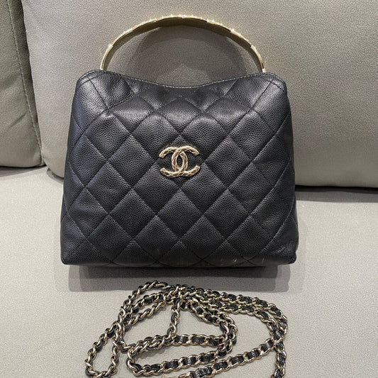 Chanel 25S Quilted Chain Shoulder Bag Black Gold - Fashion Women's Handbag