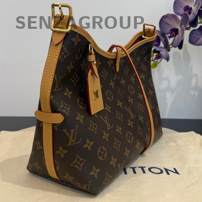 Louis Vuitton Monogram Carryall PM Shoulder Bag Brown Gold Hardware