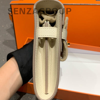 Hermès Kelly To Go Bag White Gold Epsom Leather Shoulder Clutch