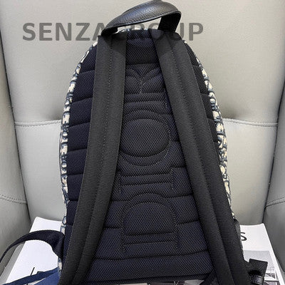 Dior Oblique Backpack Black White Unisex Classic Fashion