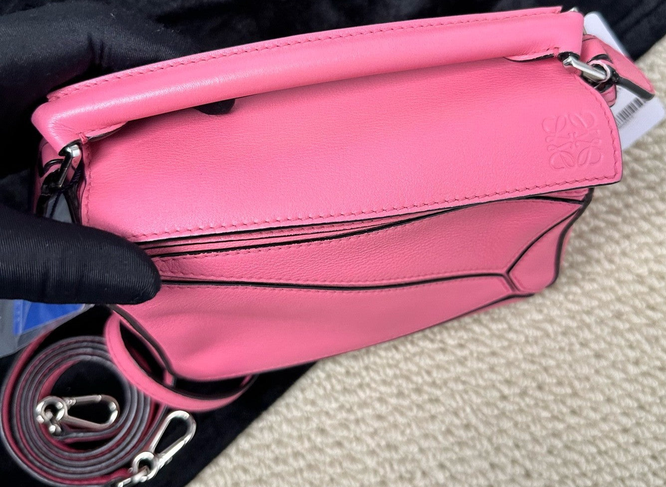 Loewe Mini Puzzle Calfskin 2ways Shoulder Crossbody Bag Classic Pink