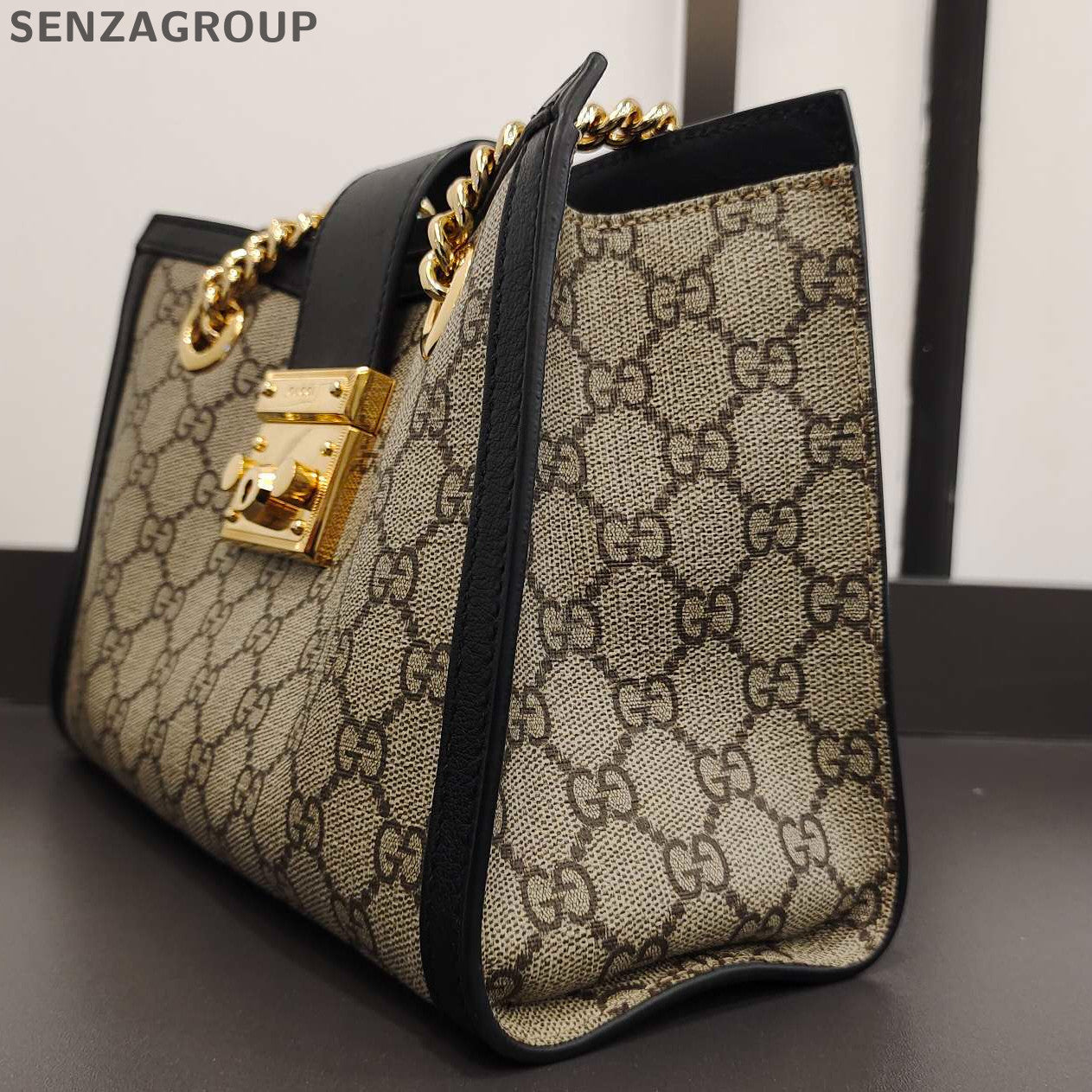 Gucci Padlock GG Canvas Chain Crossbody Shoulder Bag Women Classic