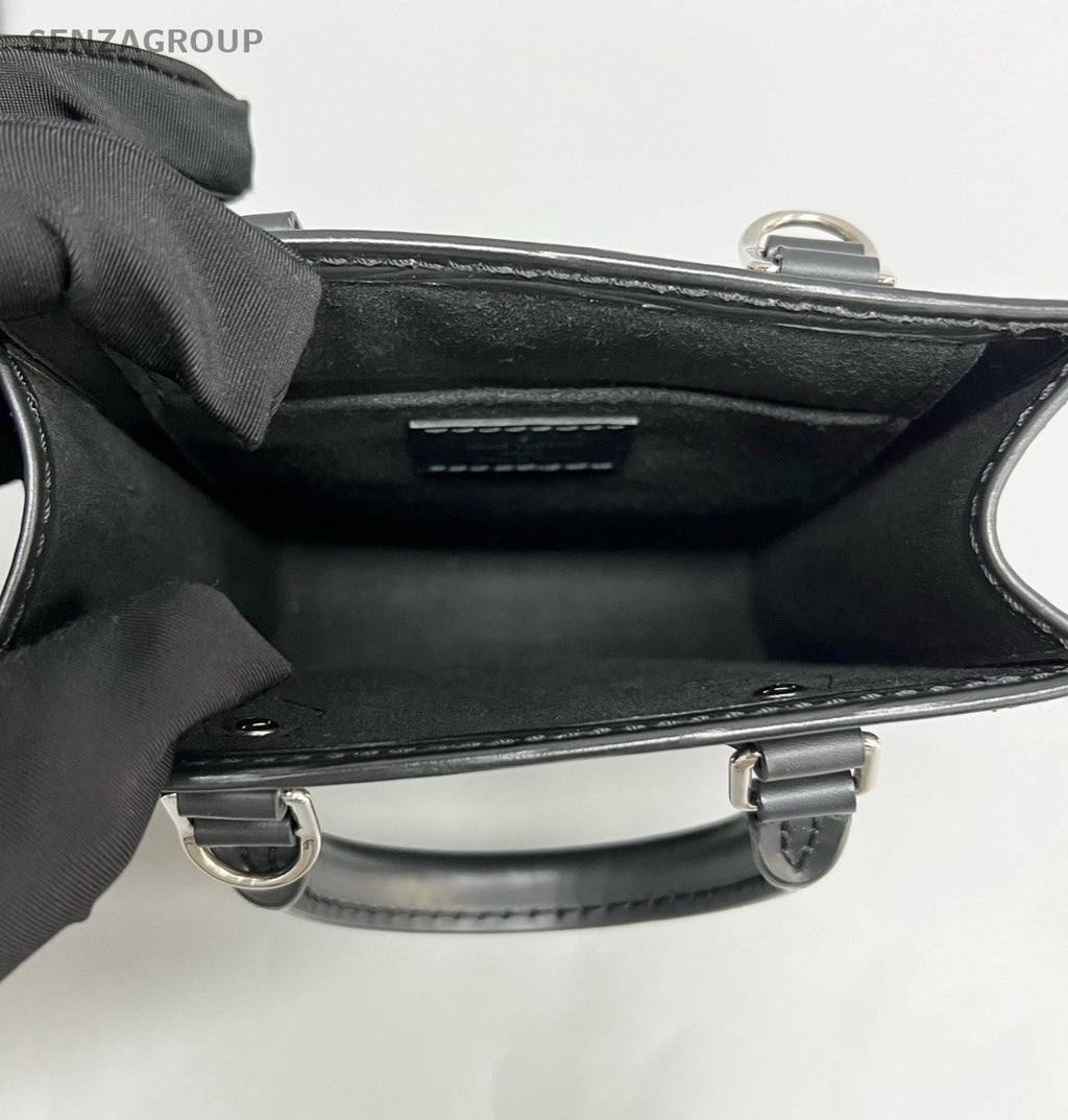 Louis Vuitton Epi Mini Top Handle Bag Crossbody Black Silver Women Classic