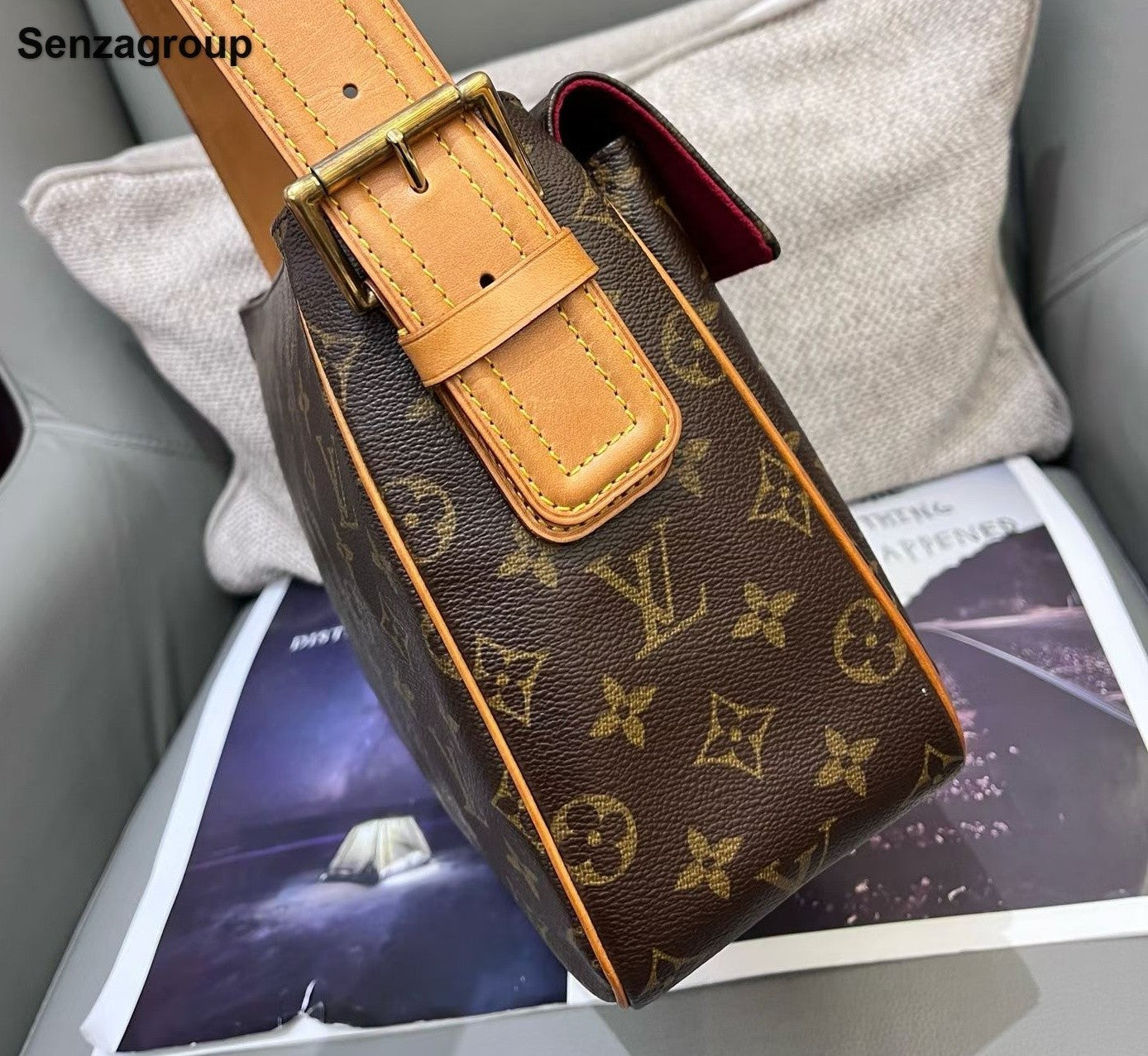 Louis Vuitton Viva Cite Monogram MM Shoulder Bag Brown Gold Women Classic