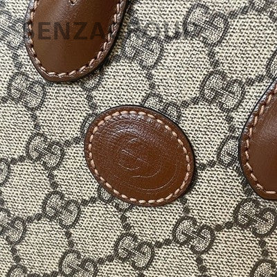 Gucci Retro Classic GG Monogram Brown Shoulder Bag with Gold Hardware