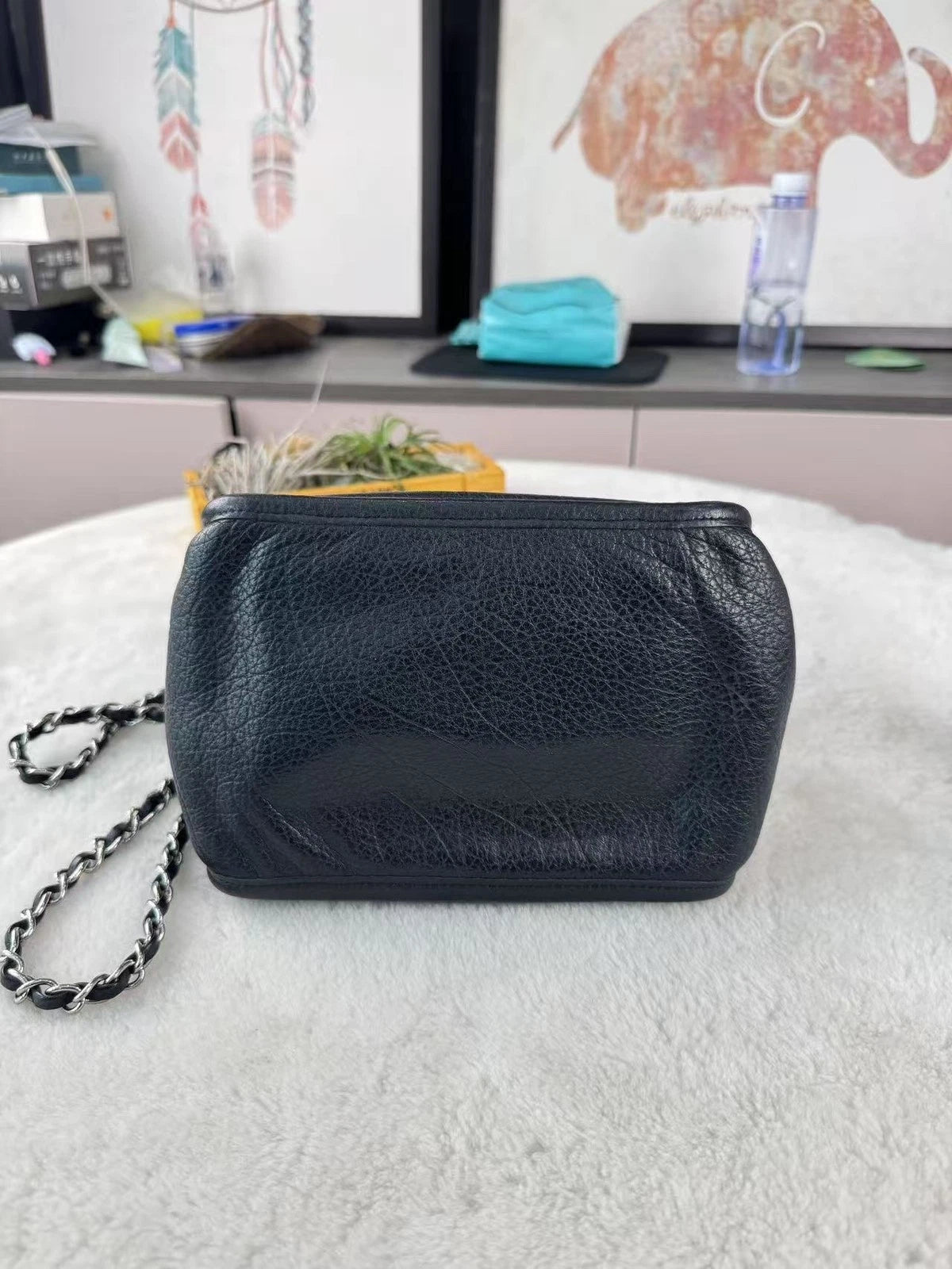 CHANEL Black Silver Chain Shoulder Bag For Women