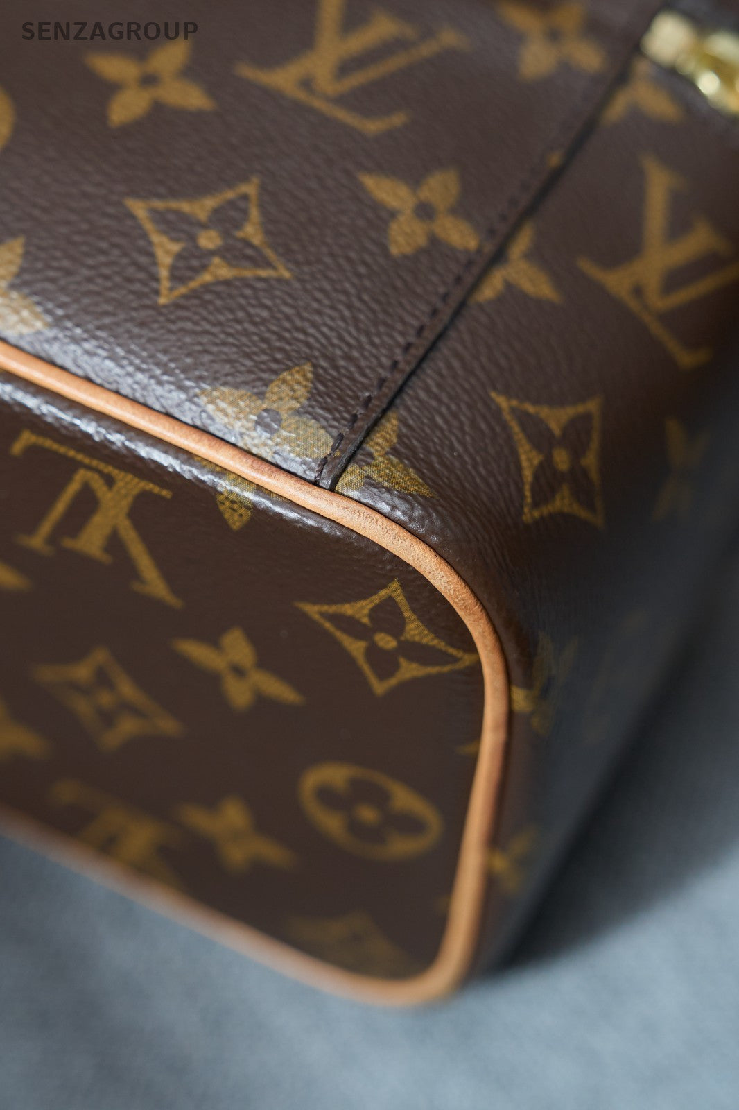 Louis Vuitton Monogram Vintage Top Handle Bag Brown Gold Used Women Classic