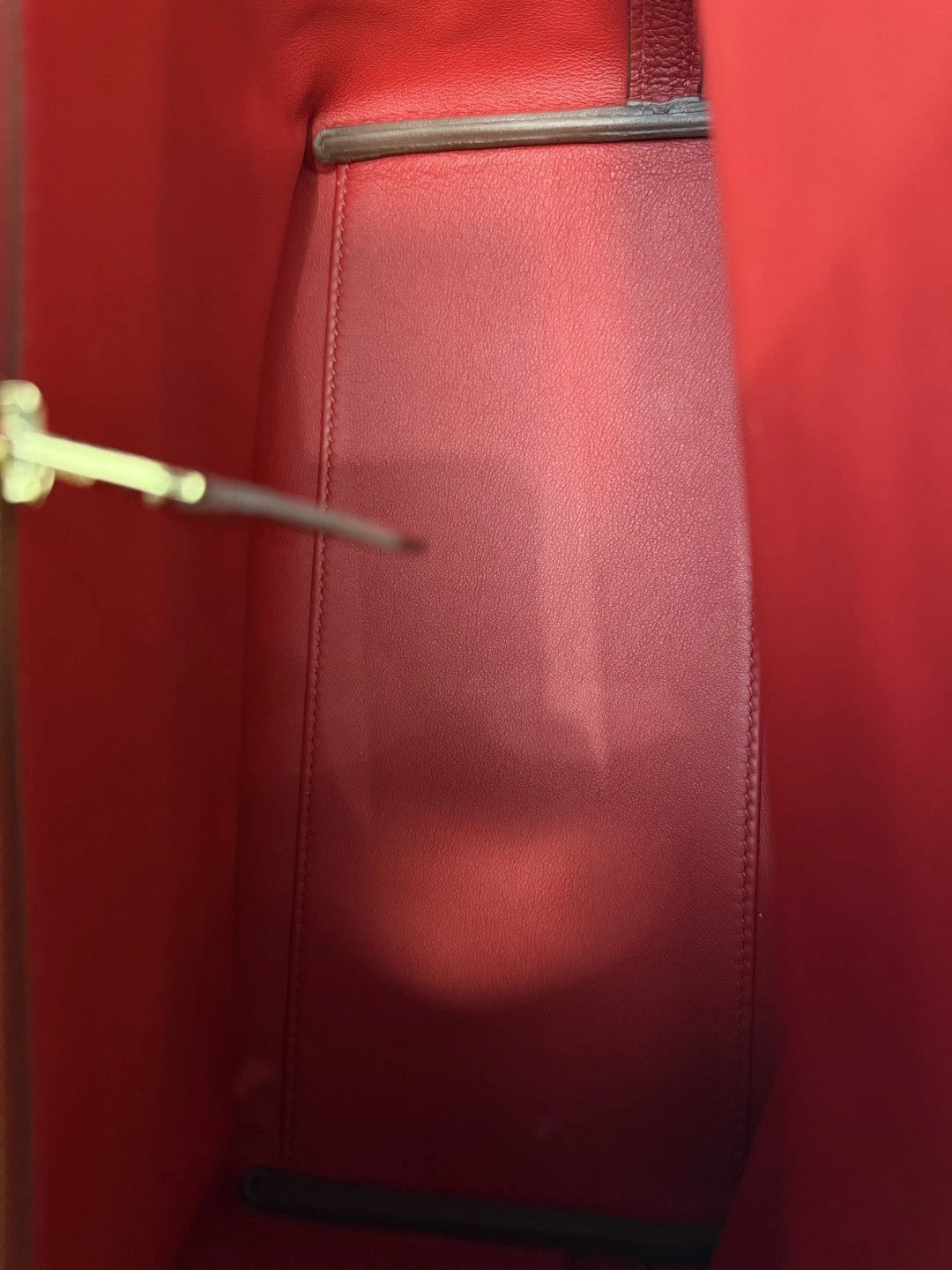 Excellent Condition Hermes 2424 2Way Red Top Handle Bag Crossbody Gold Hardware