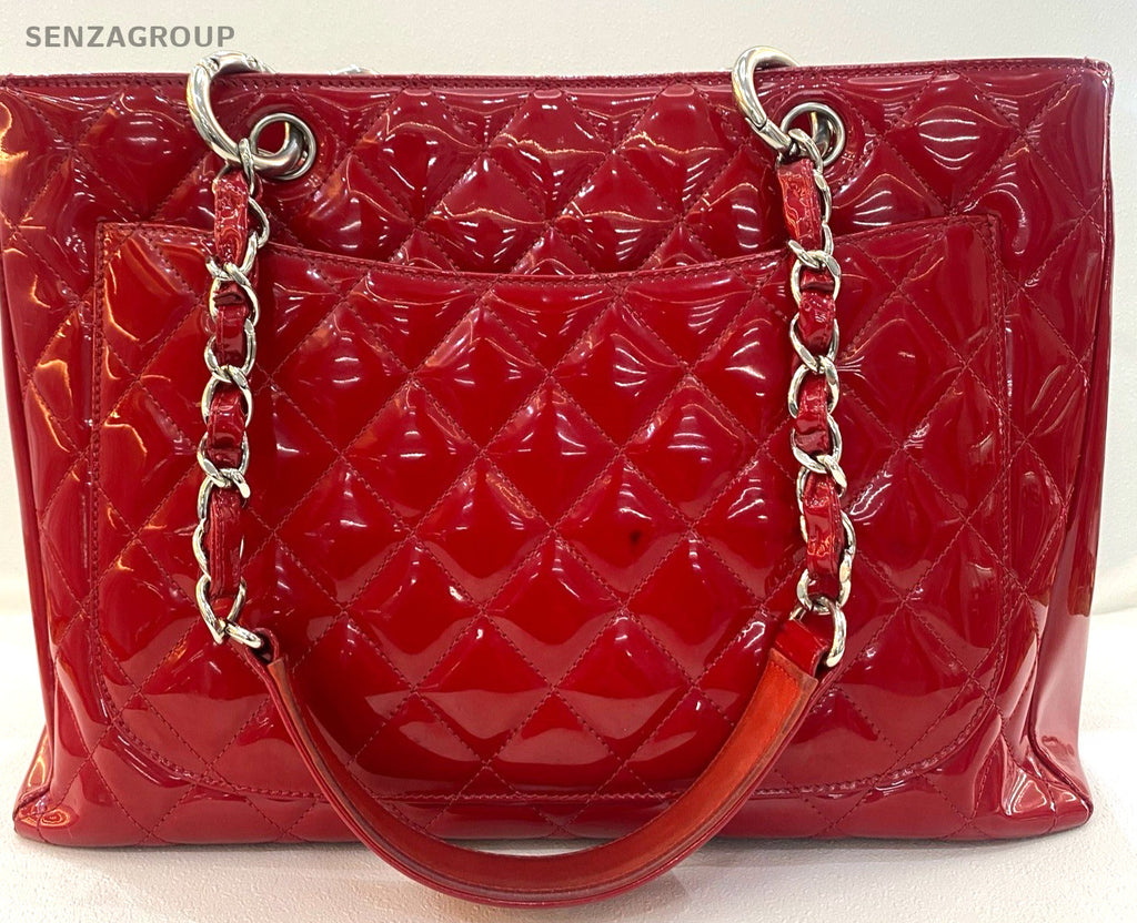 CHANEL GST Chain Strap Oil waxed leather tote Shoulder bag Women Red