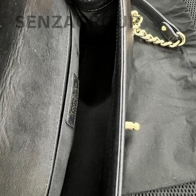 Chanel Le Boy Medium Black Gold Quilted Chain Shoulder Bag Classic