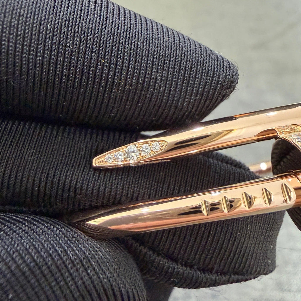 Cartier Juste Un Clou 18k Rose Gold Wide Bangle Bracelet Diamonds Size18