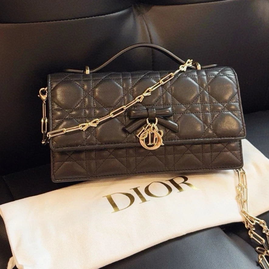 Christian Dior Miss Dior WOC Top Handle Bag Crossbody Black Gold Women Classic