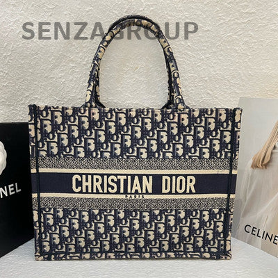 Dior Oblique Tote Bag Medium Blue Canvas - Classic Women's Handbag