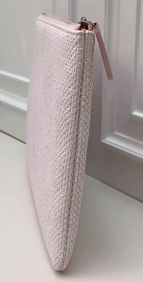 Clutch Chanel com zíper rosa usada designer clássico feminino-