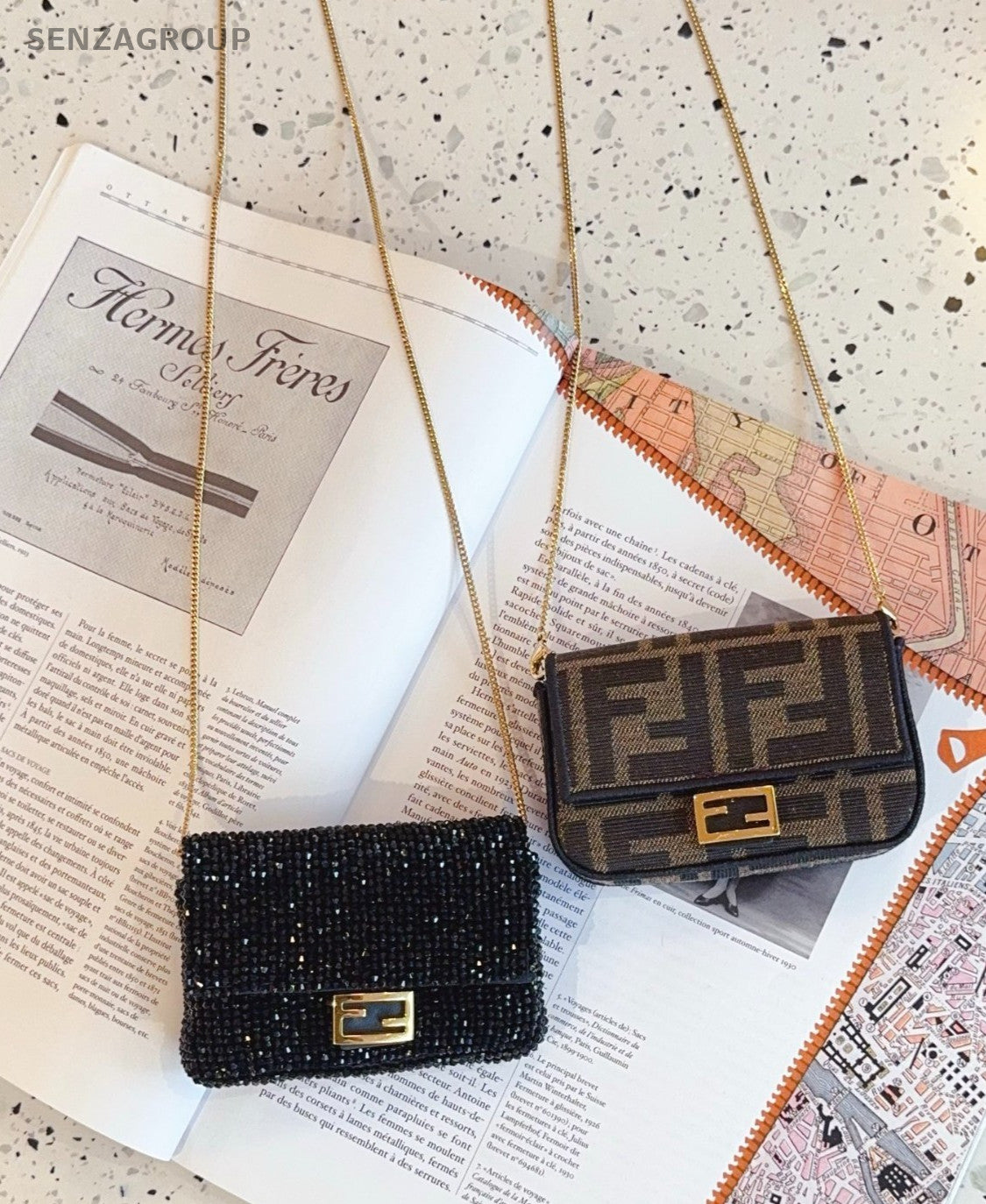 Fendi nano baguette purse Monogram Chain Shoulder bag Crossbody