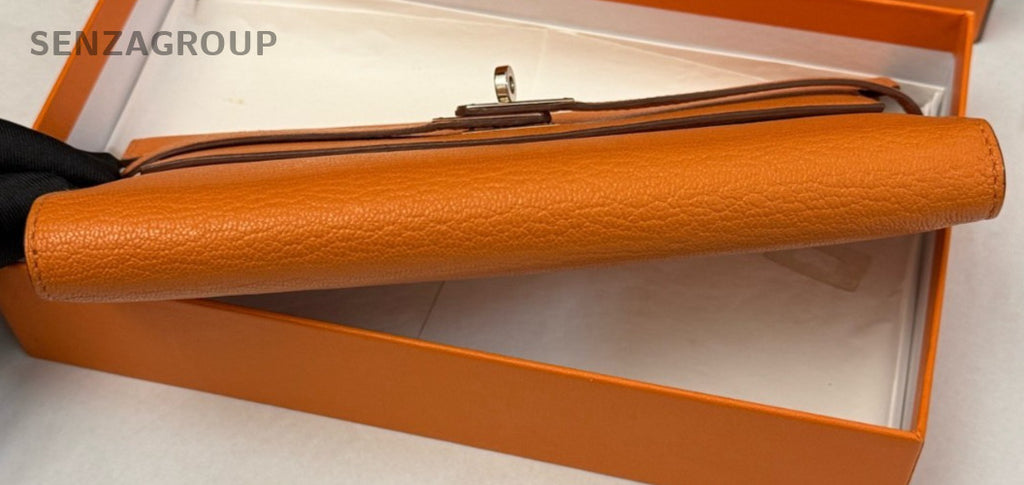 Hermes Kelly Long Wallet 2Way Shoulder Bag Crossbody Orange Gold Women Classic