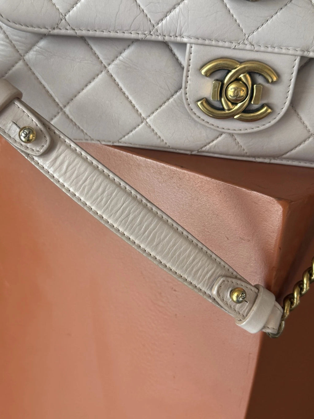 Chanel Bombay MM Chain Top Handle Shoulder Bag Lilac Gold Women Classic