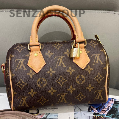 Louis Vuitton Monogram Speedy 20 Brown Gold Buckle Handbag Crossbody