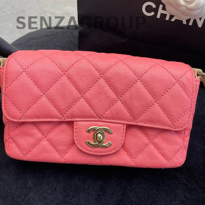 Chanel Classic Flap Pink Gold Hardware Quilted Shoulder Crossbody Bag