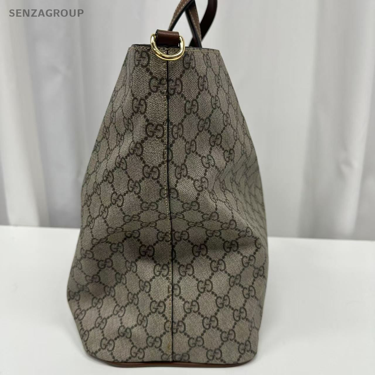 GUCCI Coated Canvas Monogram GG Handbag Shoulderbag Brown
