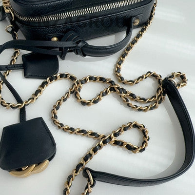 Chanel Camera Bag Black Small Chain Shoulder Crossbody Gold Button Women Fashion