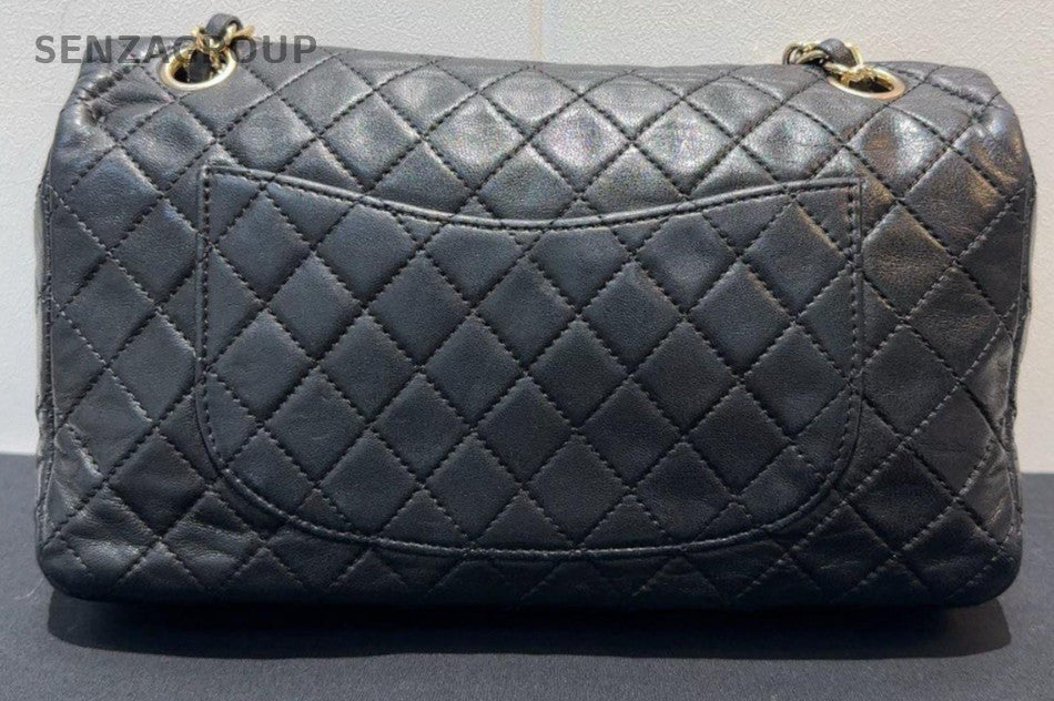 Chanel Classic Flap MM Lambkin Heart Chain Shoulder Bag Black Gold Women
