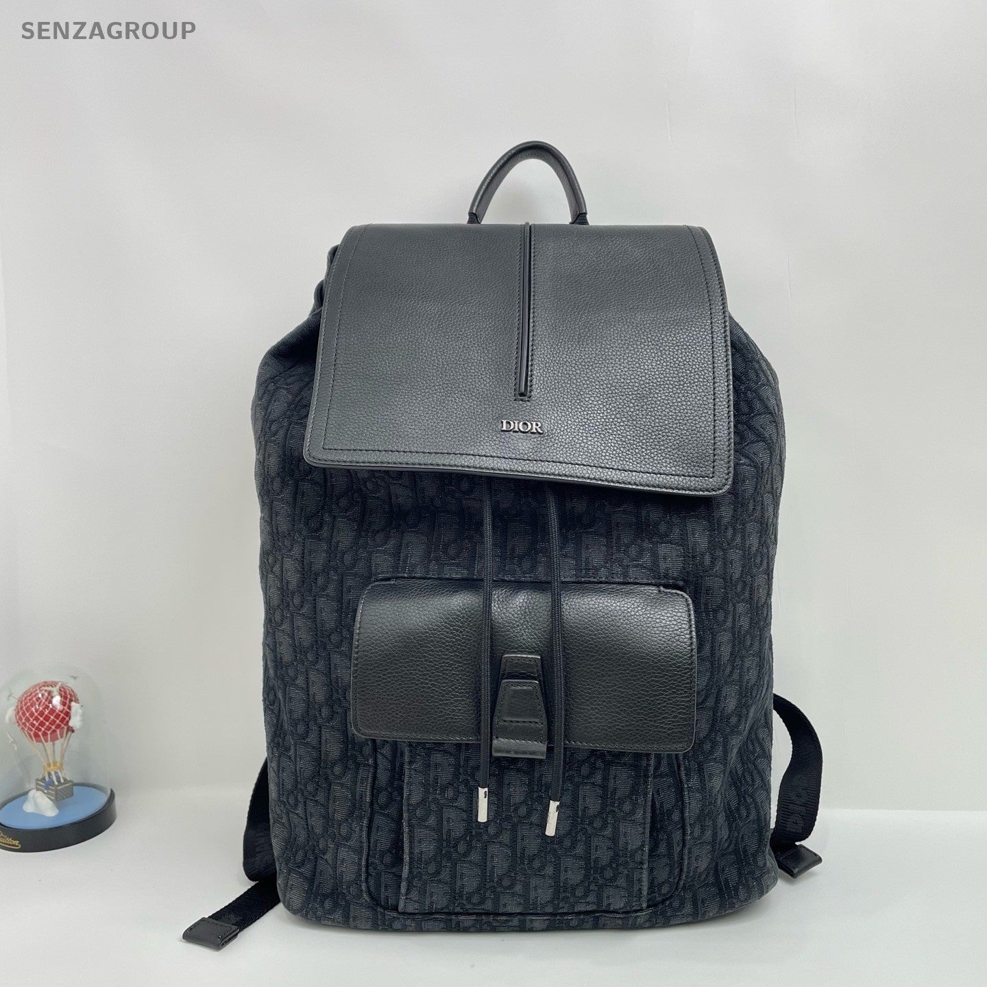 Christian Dior D-Motion Canvas Leather Backpack Black Unisex Adults