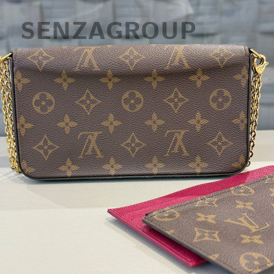 Louis Vuitton Monogram Chain Shoulder Bag Brown Gold Hardware Classic Women