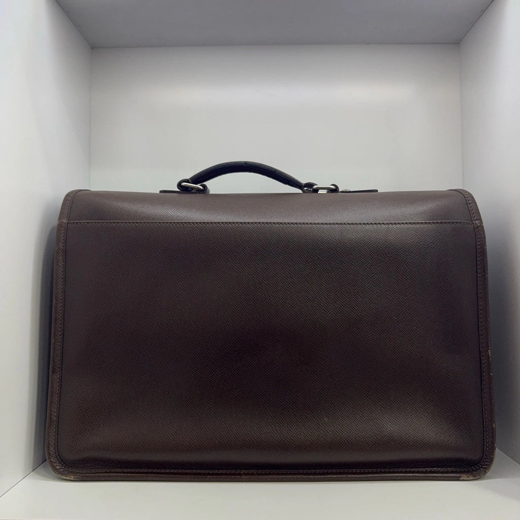 Louis Vuitton Brown Leather Messenger Briefcase Crossbody Handbag For Women