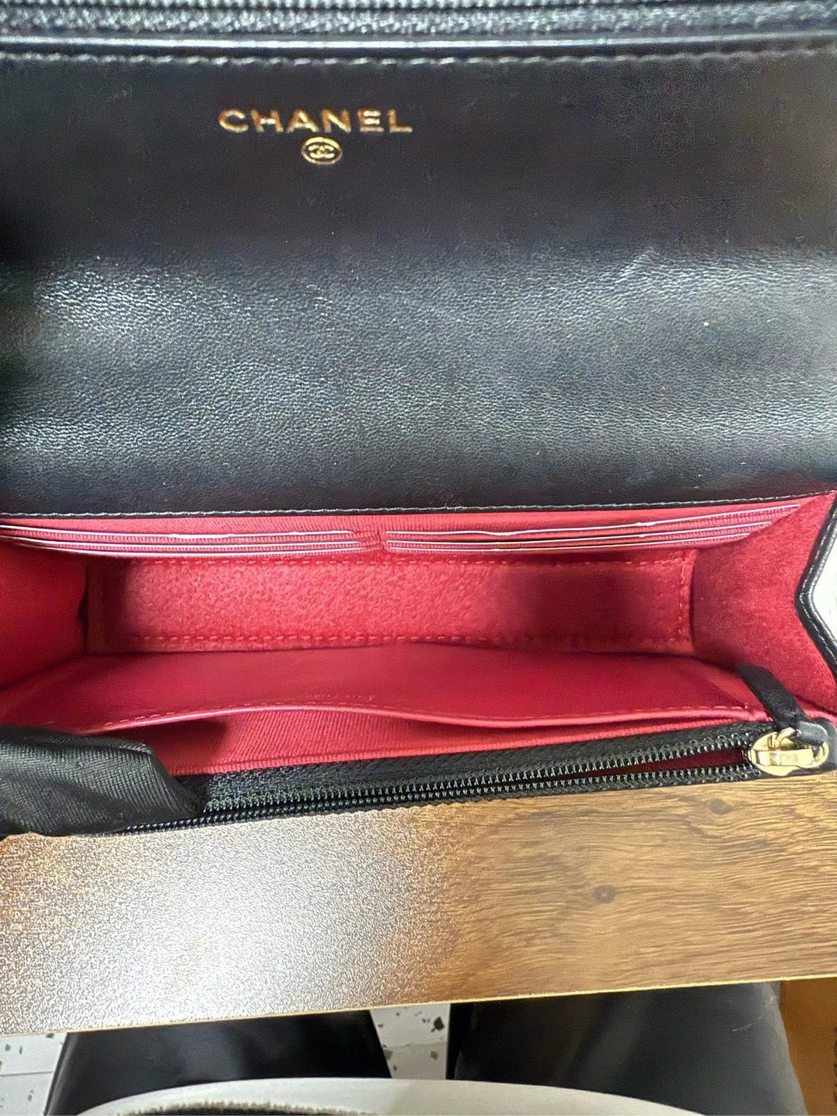 Authentic CHANEL 19 WOC Black Gold Crossbody Bag For Women