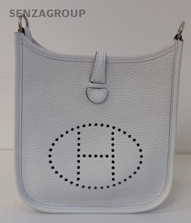 Hermes Evelyne TPM Mini Shoulder Bag White Silver Used Women Classic Designer