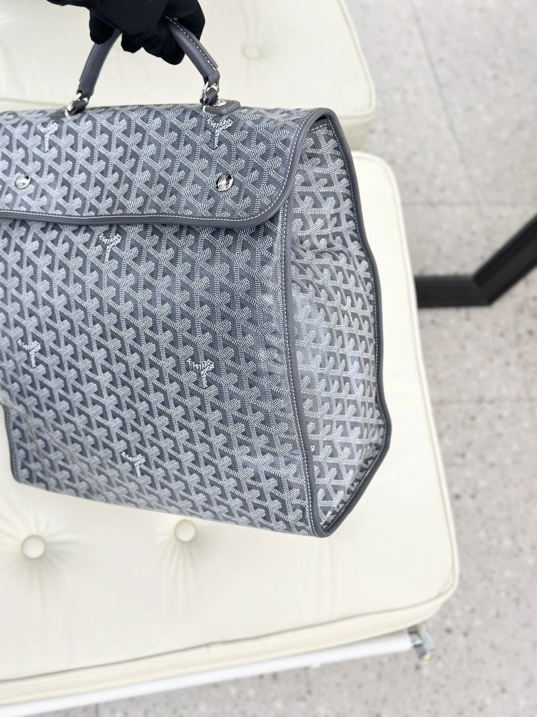 Goyard Backpack GM Monogram Top Handle Bag Gray Silver Unisex Fashion S