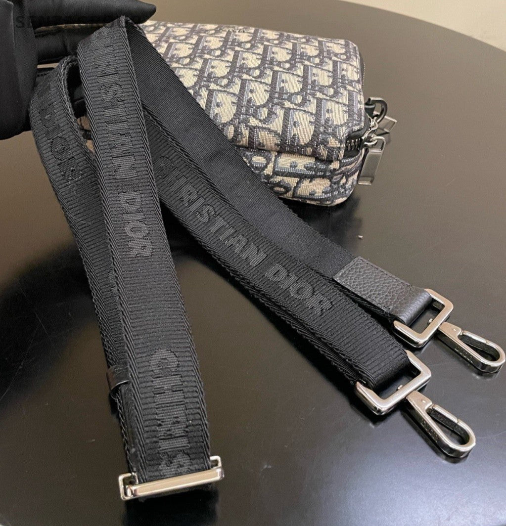 Christian Dior Oblique 2Way Shoulder Bag Crossbody Black Silver Used Women