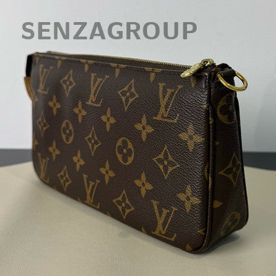 Louis Vuitton Monogram Canvas & Leather Shoulder Bag Brown Gold Hardware