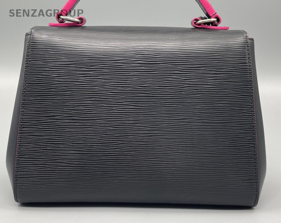 Louis Vuitton Epi Leather Top Handle Bag Black Silver Women Classic