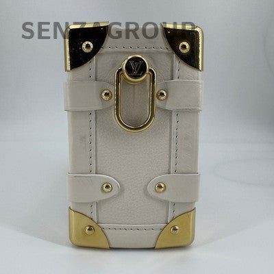 Louis Vuitton Side Calfskin Soft Box Crossbody Shoulder Bag Small White Gold