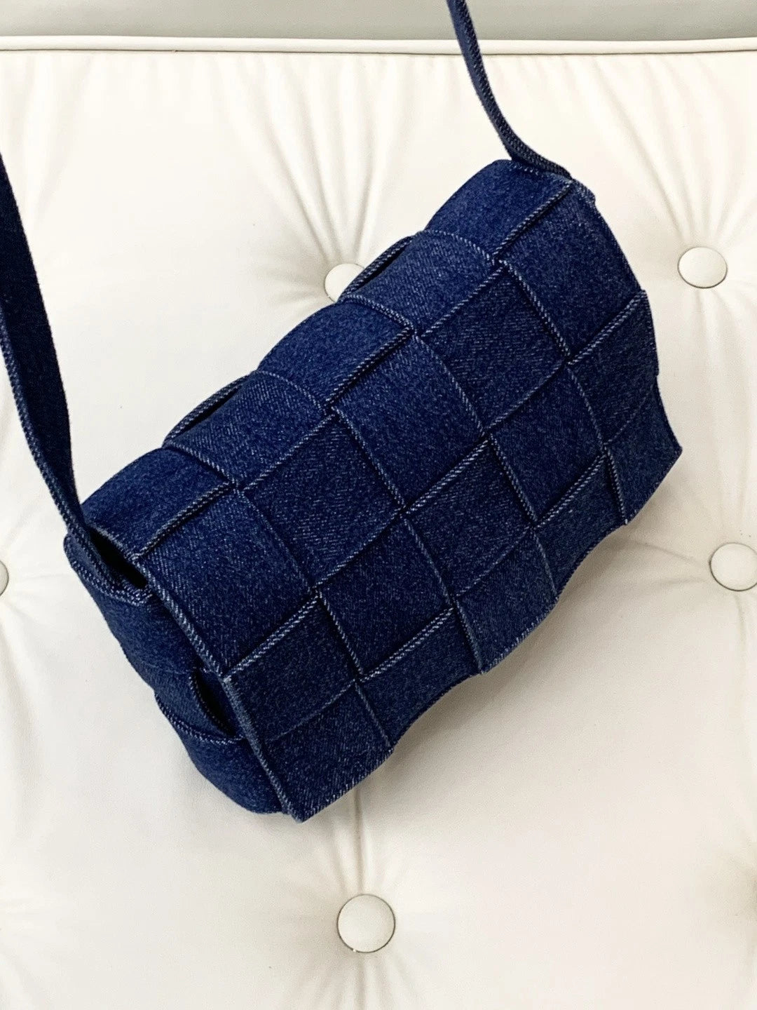 Bottega Veneta Cassette Denim Shoulder Crossbody Bag Blue Women Fashion