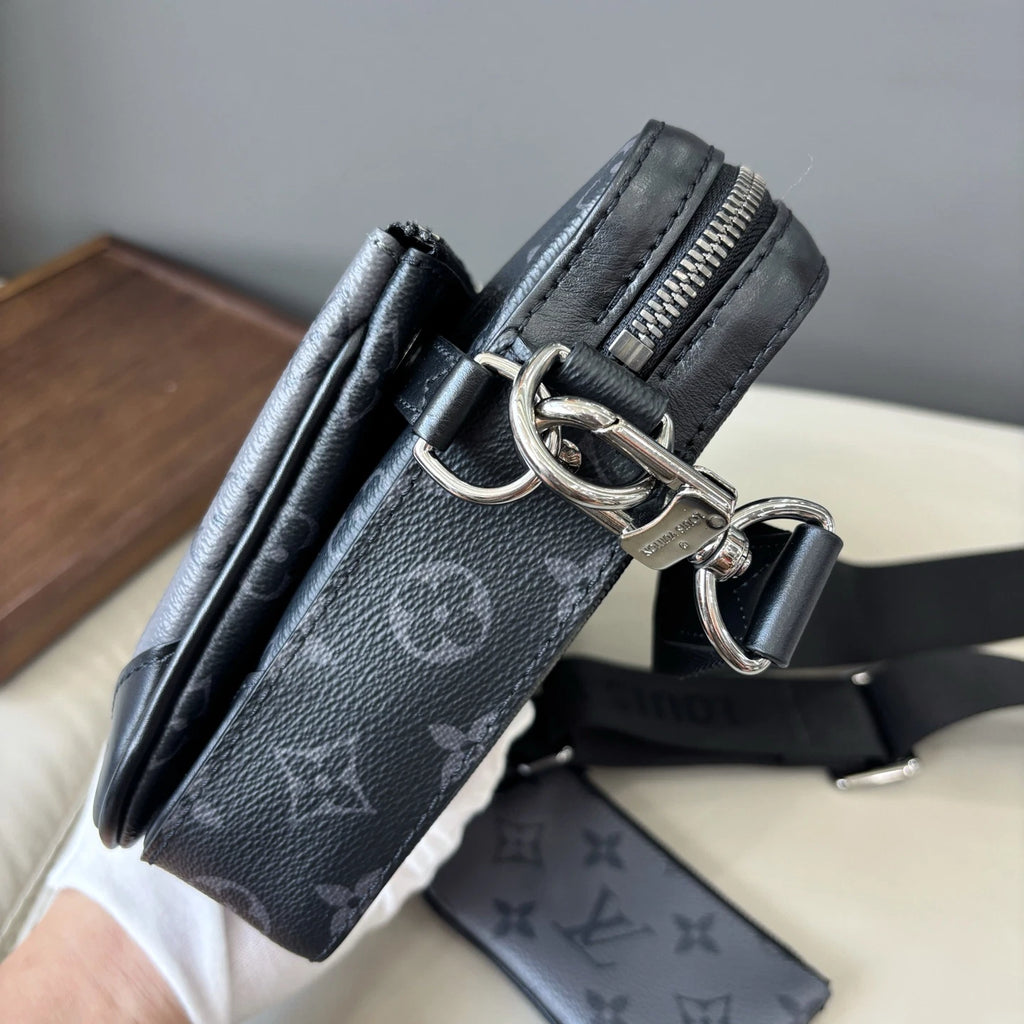 Louis Vuitton Trio Monogram Canvas Black Shoulder Bag Crossbody Messenger Bag
